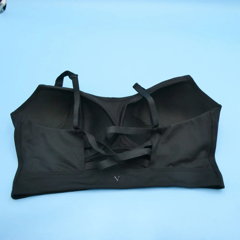 Victoria's Secret Sports Bra Womens 38D On Point Black Strappy Back‎ Polyester